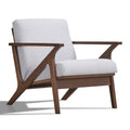 Zola Solid Wood and Fabric Accent Armchair in Walnut and Light Gray