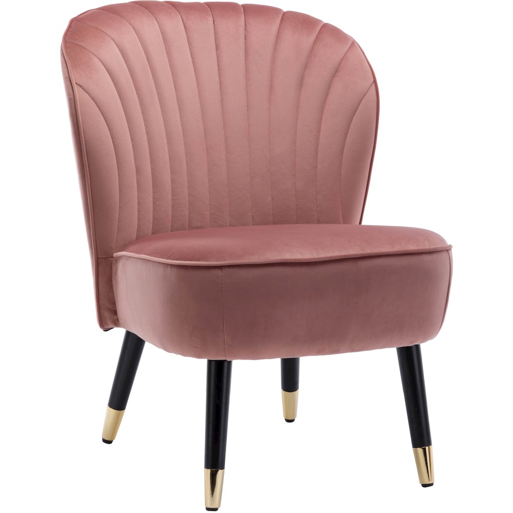 Jane Modern Wood and Velvet Fabric Upholstered Accent Chair in Pink