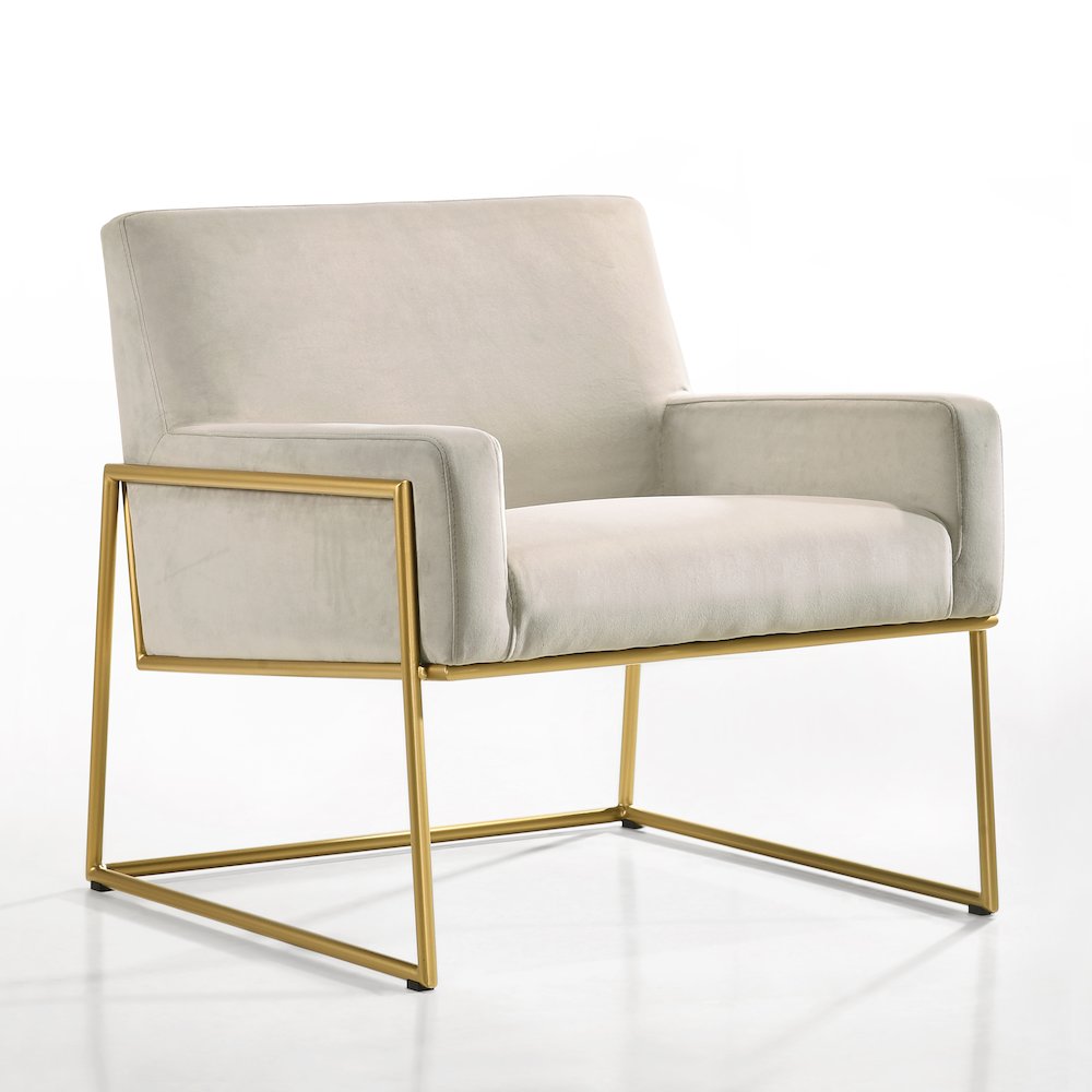 Milano Steel & Velvet Upholstered Lounge Accent Chair in Abalone Gray