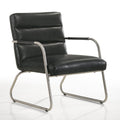 Spencer Stainless Steel/Leather Lounge Accent Chair in Black