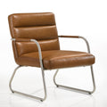 Spencer Stainless Steel/Leather Lounge Accent Chair in Caramel