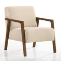 Fletcher Solid Wood & Fabric Upholstered Lounge Accent Chair in Beige