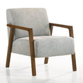 Fletcher Solid Wood & Fabric Upholstered Lounge Accent Chair in Gray