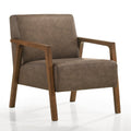 Fletcher Solid Wood & Fabric Upholstered Lounge Accent Chair in Brown