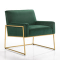 Milano Modern Steel & Velvet Upholstered Lounge Accent Chair in Green