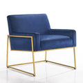 Milano Modern Steel & Velvet Upholstered Lounge Accent Chair in Blue