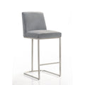Sydney 28.5 Stainless Steel and Velvet Bar Stool in Gray
