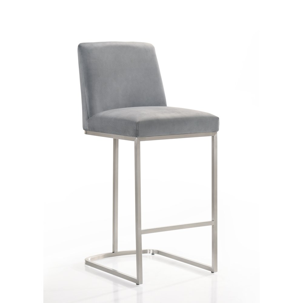Sydney 28.5 Stainless Steel and Velvet Bar Stool in Gray