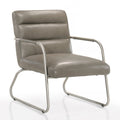 Spencer Stainless Steel/Leather Lounge Accent Chair in Gray