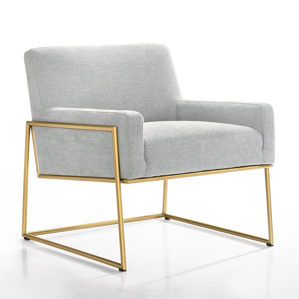 Milano Modern Steel & Fabric Upholstered Lounge Accent Chair in Gray