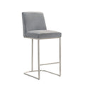 Sydney 26 Stainless Steel and Velvet Counter Stool in Gray