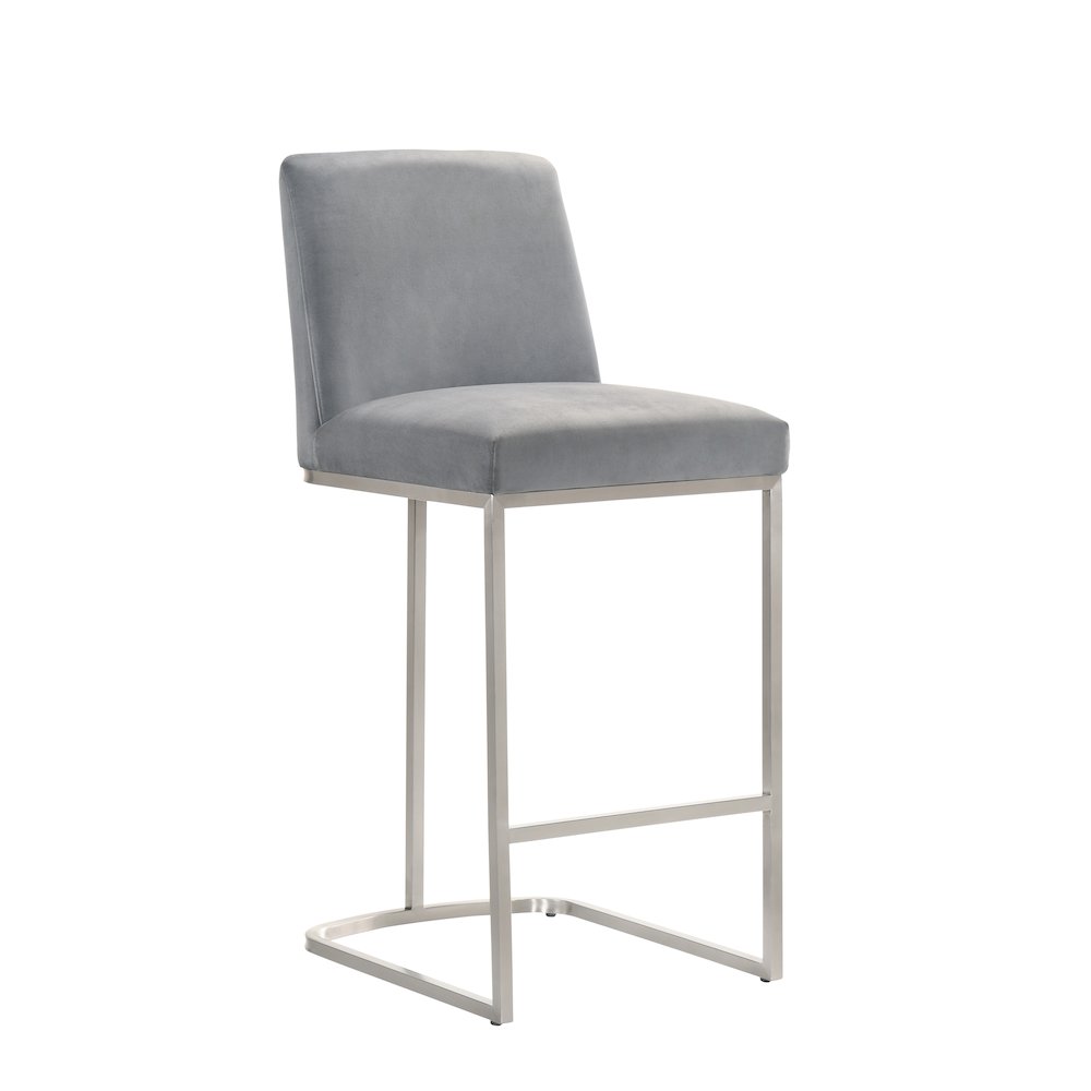 Sydney 26 Stainless Steel and Velvet Counter Stool in Gray