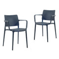 Cleo Arm Resin Patio Dining Chair in Anthracite Black - (Set of 2)