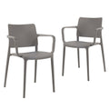 Cleo Arm Resin Patio Dining Chair in Taupe - (Set of 2)