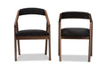 Baxton Studio Wendy Mid-Century Modern Black Velvet and Walnut Medium Brown Wood Finishing Dining Chair (Set of 2)
