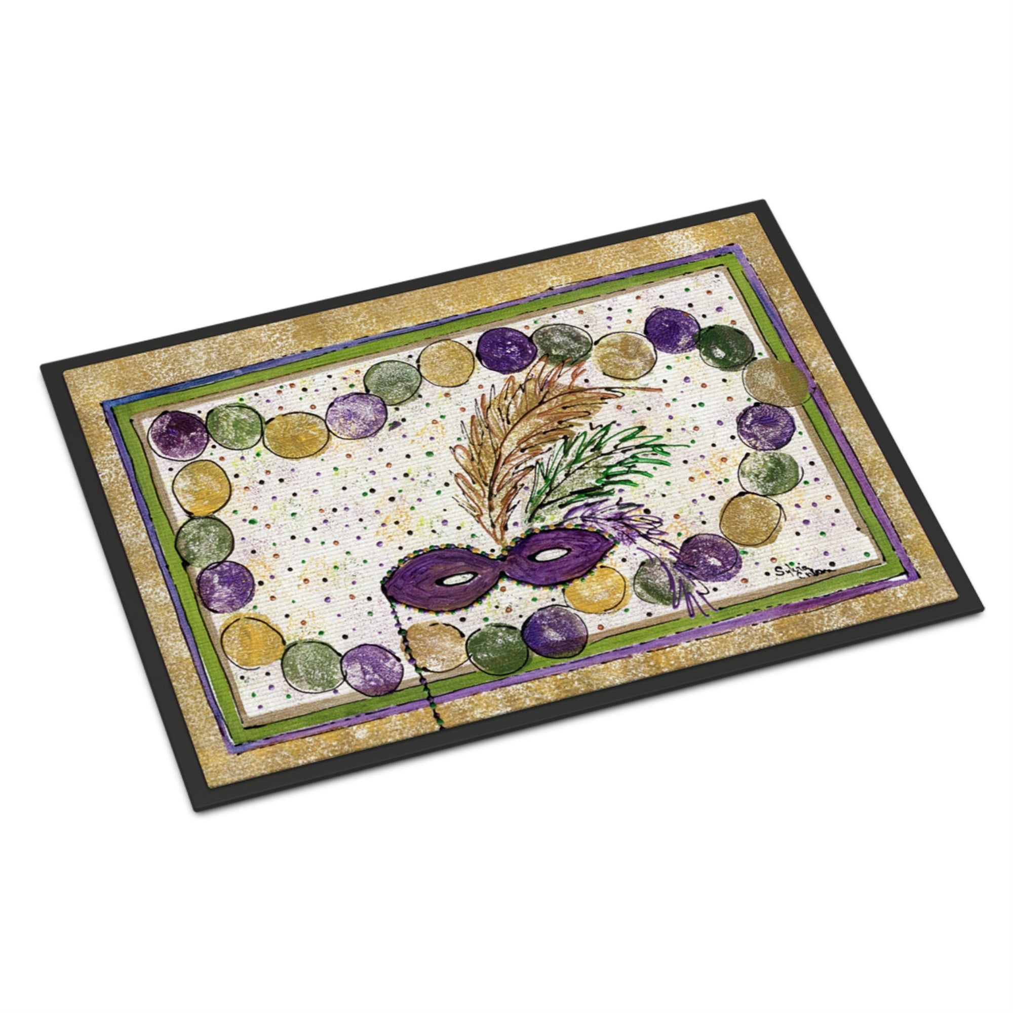 'Caroline'S Treasures Mardi Gras Beads Indoor Or Outdoor Doormat, 24'' X 36'', Multicolor'