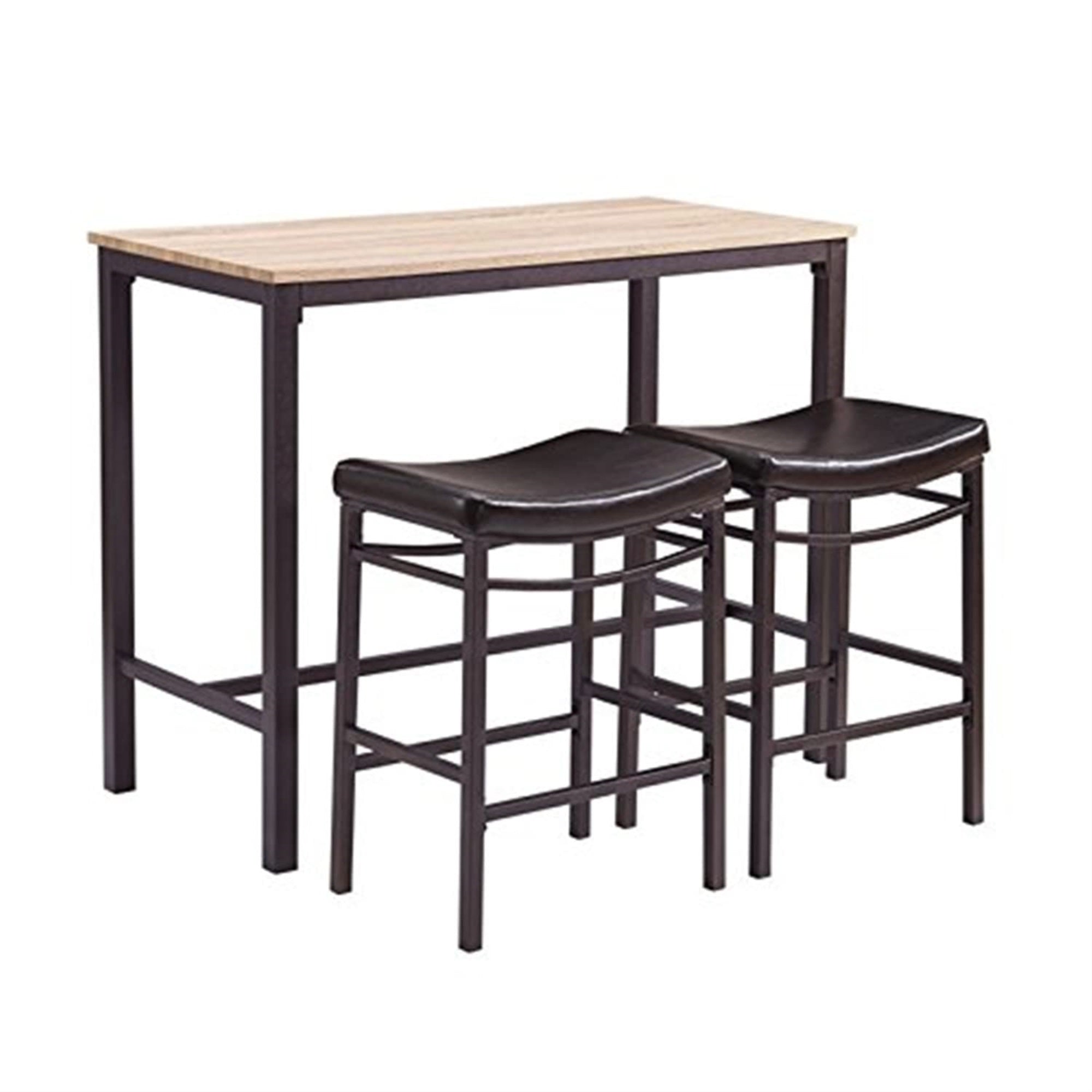 Linon Betty Three Piece Pub Set Brown Metal