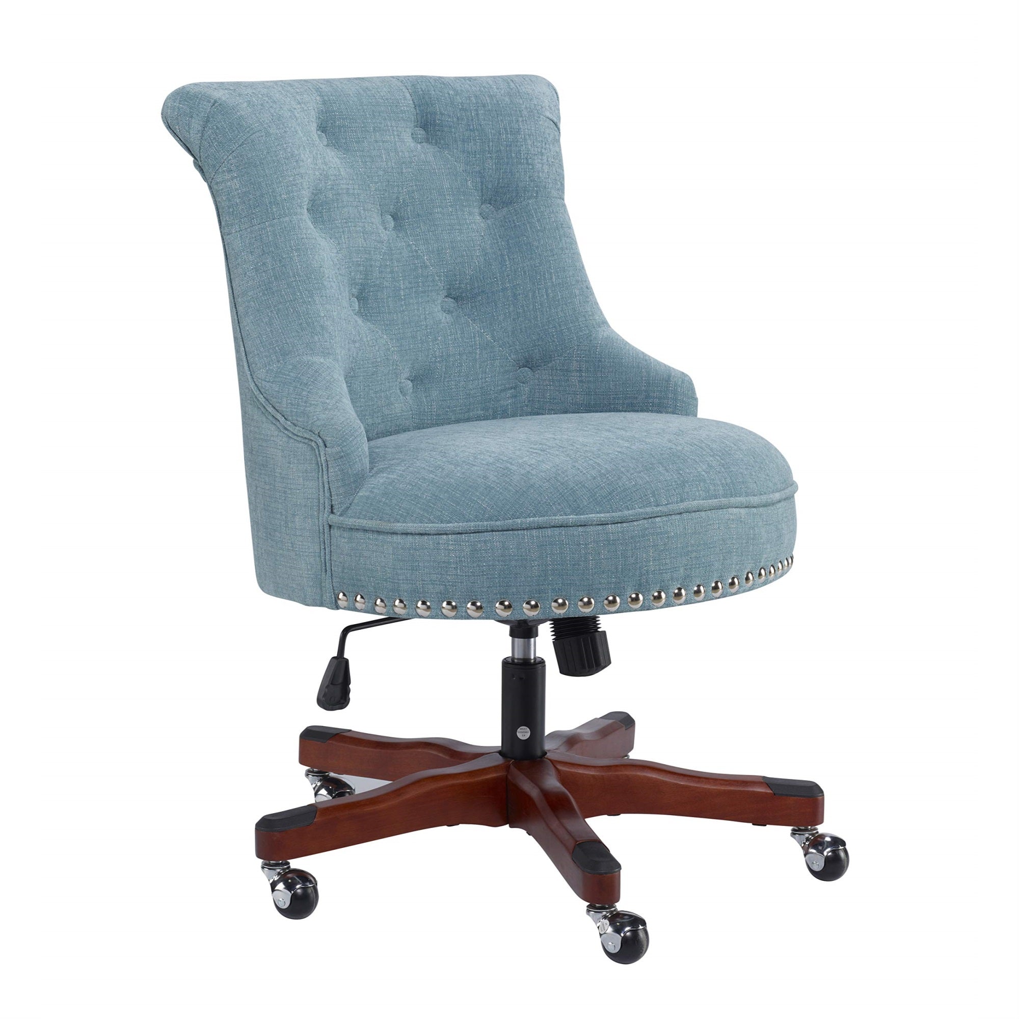 Linon Home Dcor Sinclair Office Chair, Blue/Dark Walnut