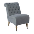 Linon Cora Washed Blue Linen Roll Back Tufted Chair