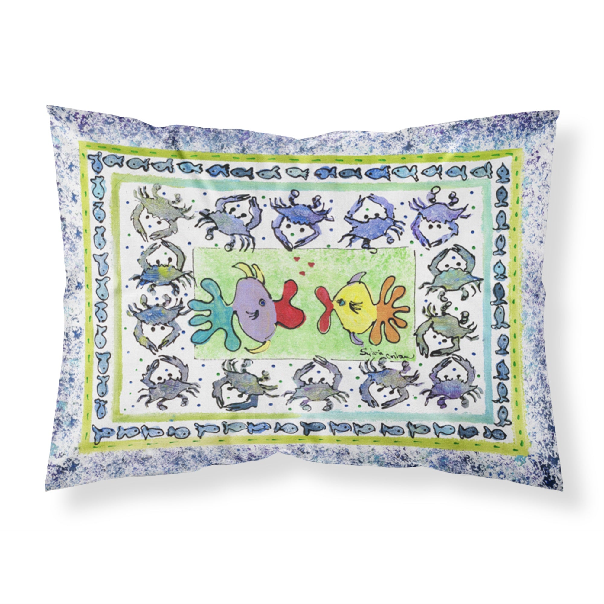 'Caroline'S Treasures 8073Pillowcase Kissing Fish Moisture Wicking Fabric Standard Pillowcase, Large, Multicolor'