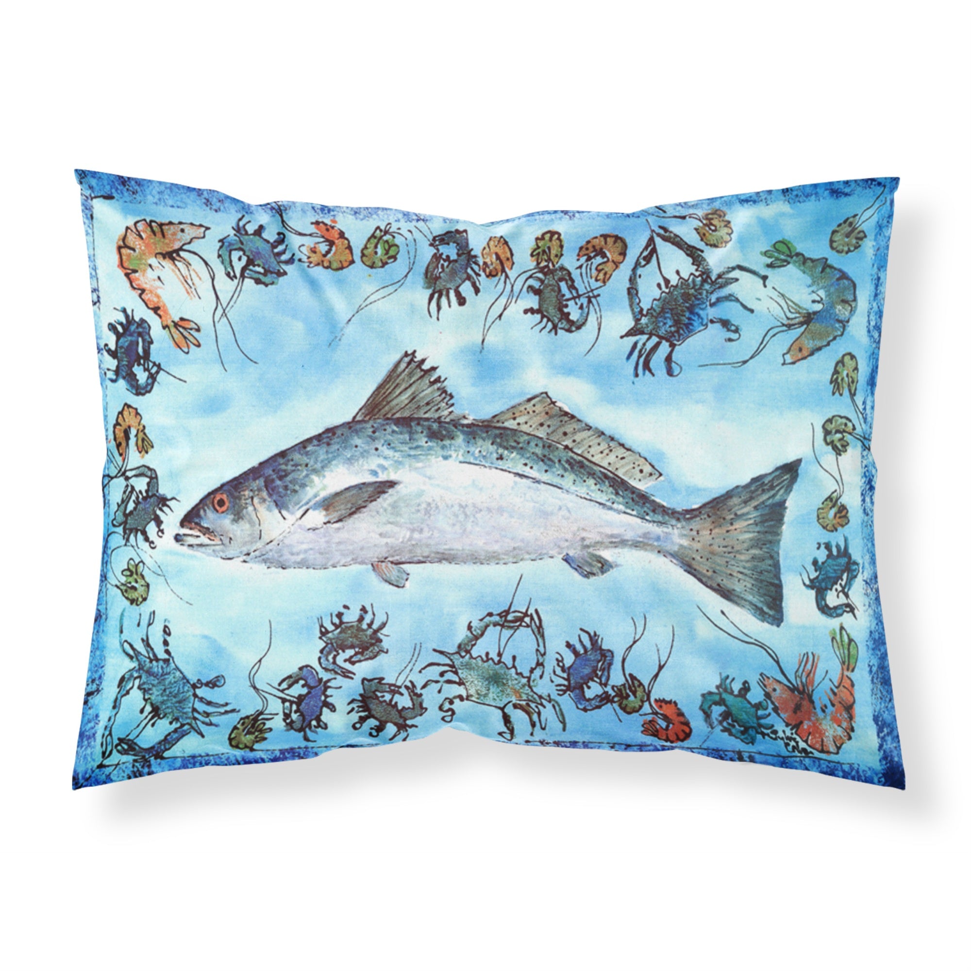 'Caroline'S Treasures 8086Pillowcase Fish Speckled Trout Moisture Wicking Fabric Standard Pillowcase, Large, Multicolor'