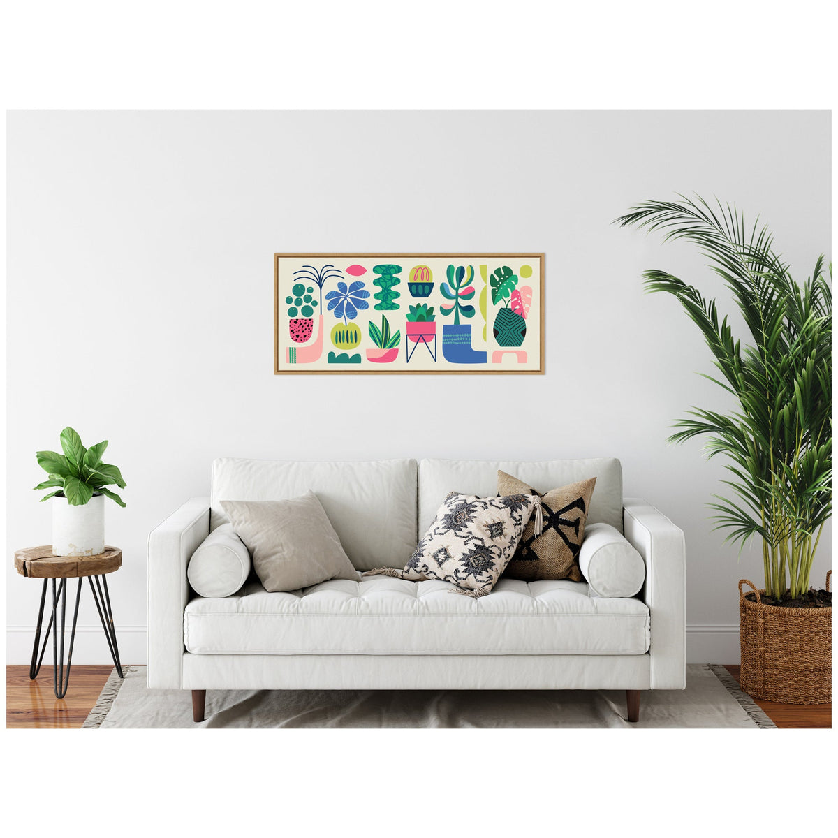 Sylvie Retro Bright Floral and Succulent Panel Framed Canvas by Rachel Lee