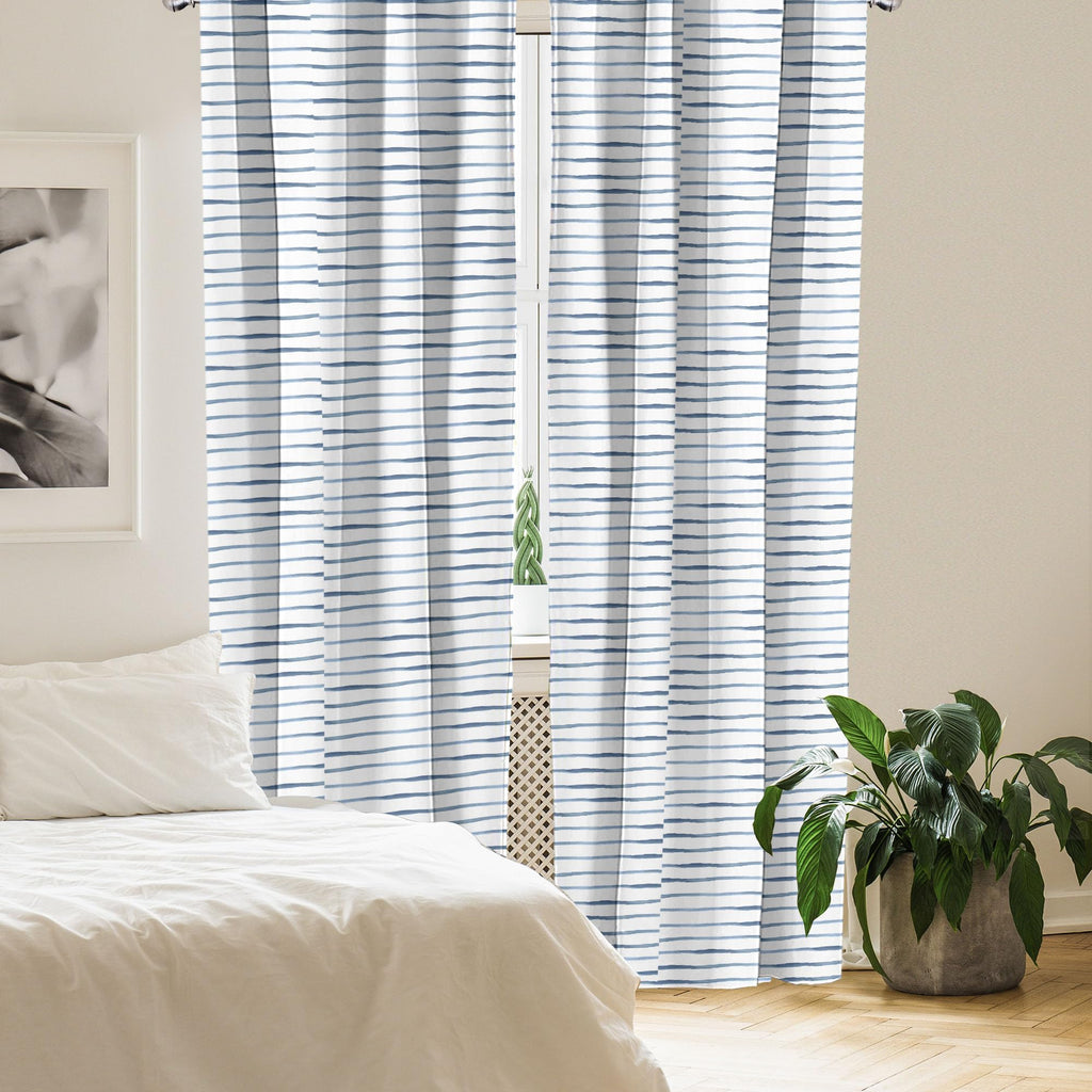 Ambesonne Harbour Stripe Window Curtains, Abstract Brushstroke Nautical Ocean Horizontal Lines Soft Picture, Lightweight Decor 2