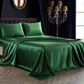 Siinvdabzx 4Pcs Satin Sheet Set King Size Ultra Silky Soft Emerald Green Satin King Bed Sheets With Deep Pocket, 1 Fitted Sheet,