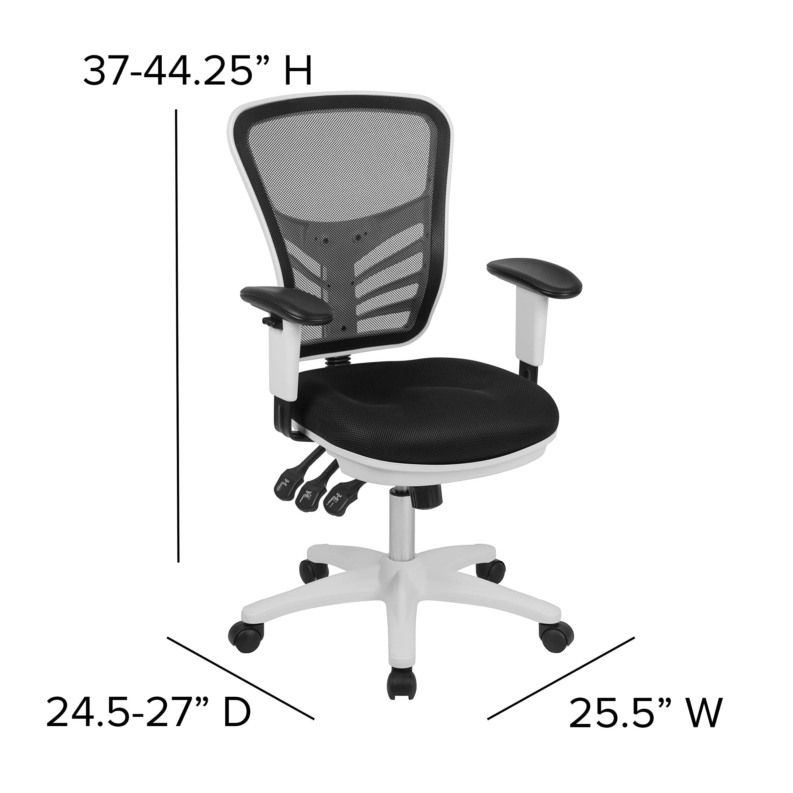 Flash Furniture Nicholas Mid-Back Swivel Office And Gaming Chair, Ergonomic Mesh Office Chair With Adjustable Lumbar Support And Height, Black/White