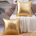 Eucior Pack Of 2,Gold Pillow Covers 18X18,Decorative Throw Pillow Covers Modern Metallic Shiny Cushion Cover,Gold Throw Pillows