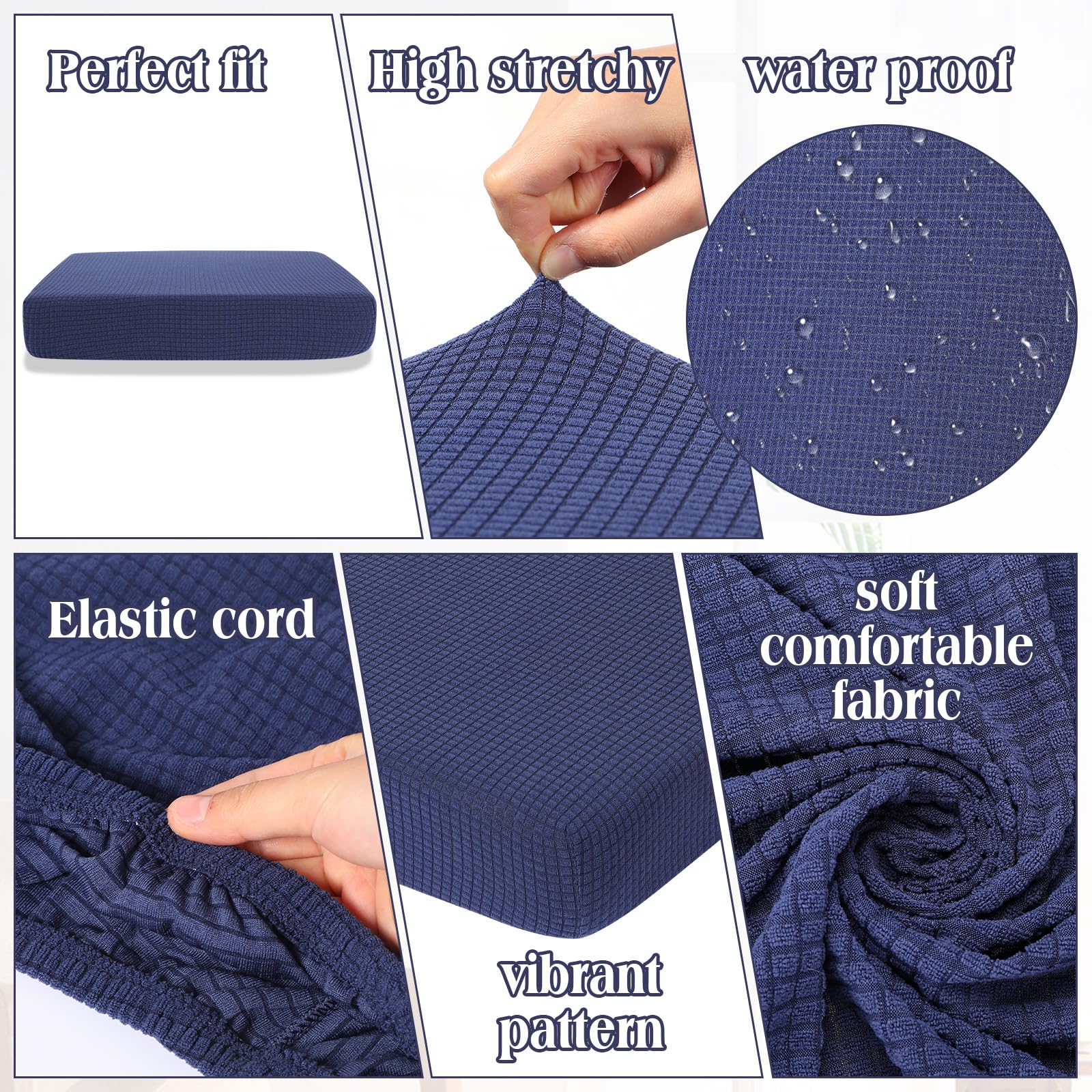 Newwiee 8 Patio Stretch Sofa Cushion Covers Outdoor Cushion Covers Replacement Couch Slipcovers Sofa Seat Cover Soft Chair Cover