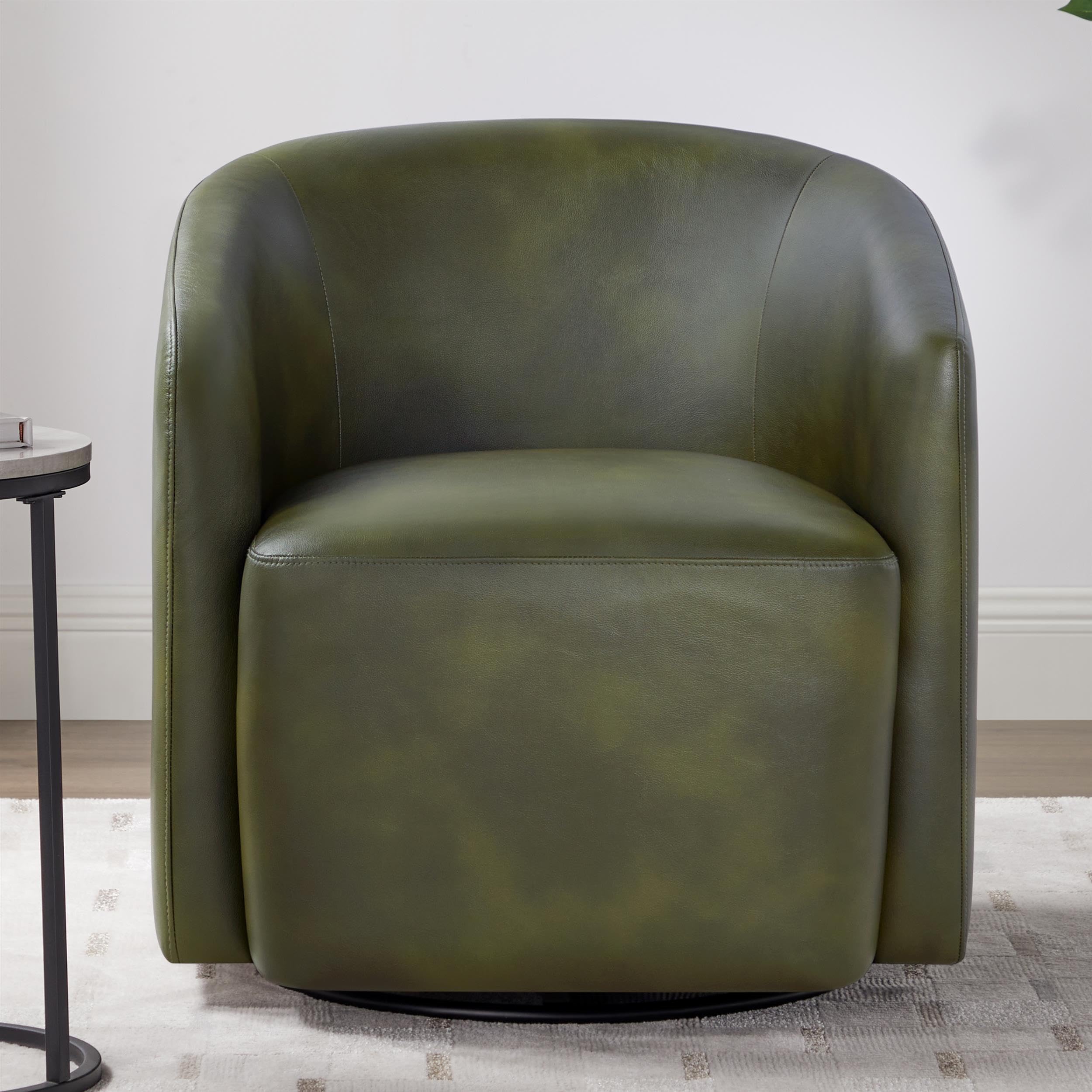 Comfort Pointe Amhurst Fern Green Faux Leather Swivel Barrel Chair