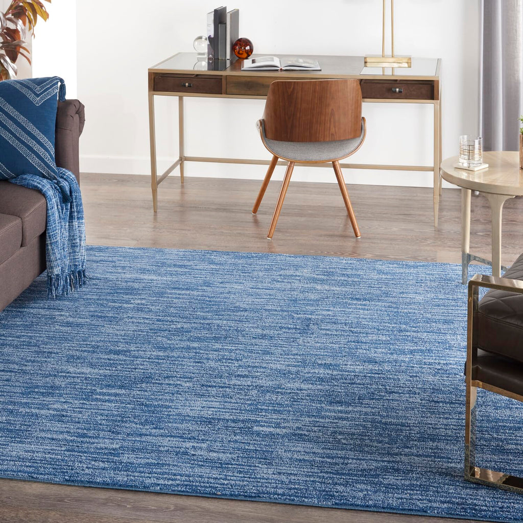 Nourison Essentials Indoor/Outdoor Navy Blue 7' X Square Area-Rug,Easy-Cleaning, Non Shedding, Bed Room, Living Room, Dining Room, Backyard, Deck, Patio (7 Square)