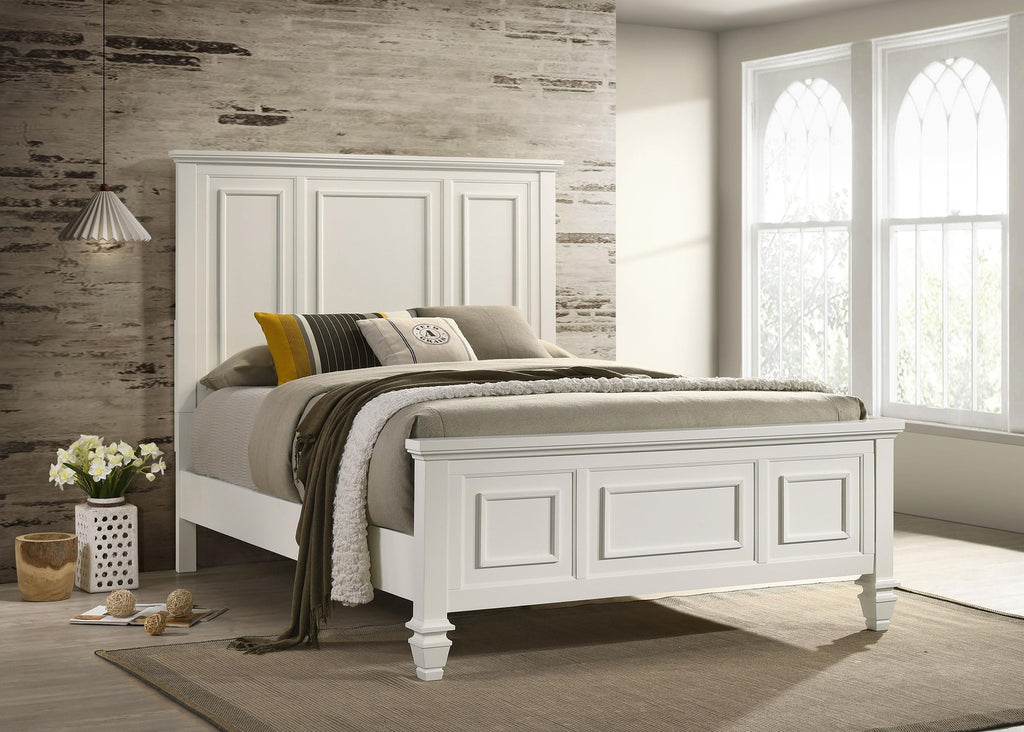 Coaster Home Furnishings Sandy Beach Coastal Wood Queen Size Panel Bed Frame 63-inch Headboard Cream White 201301Q