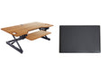 Rocelco 46" Large Height Adjustable Standing Desk Converter with Anti Fatigue Mat BUNDLE - Quick Sit Stand Up Triple Monitor Riser - Retractable Keyboard Tray - Teak Wood Grain (R DADRT-46-MAFM)
