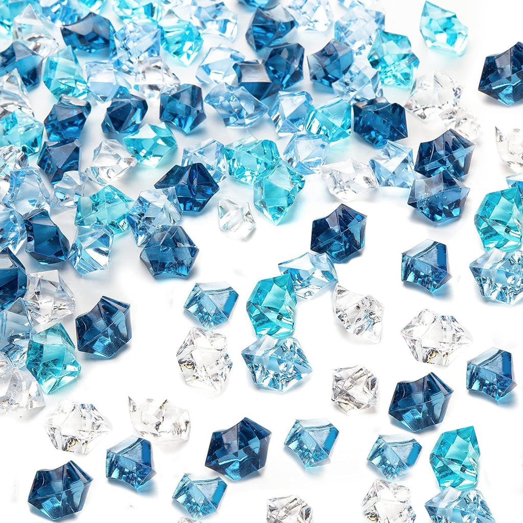 DomeStar 550PCS Mixed Blue Vase Fillers, Acrylic Fake Crushed Ice Rocks Fish Tank Vase Centerpiece Party Table Scatter Props Dis