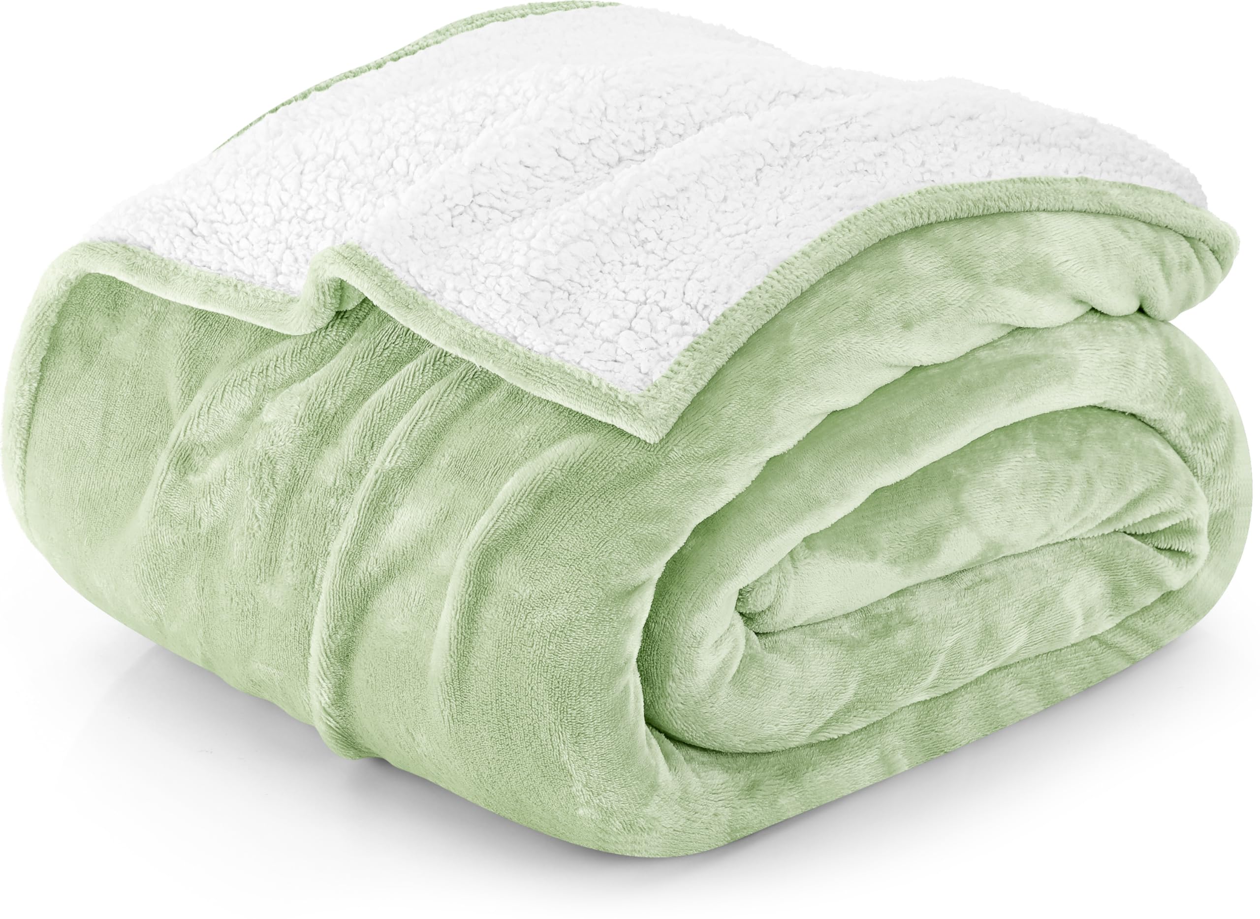 Utopia Bedding Sherpa Blanket Twin Size [Sage Green, 90X66 Inches] - 480Gsm Thick Warm Plush Fleece Reversible Blanket For Bed,