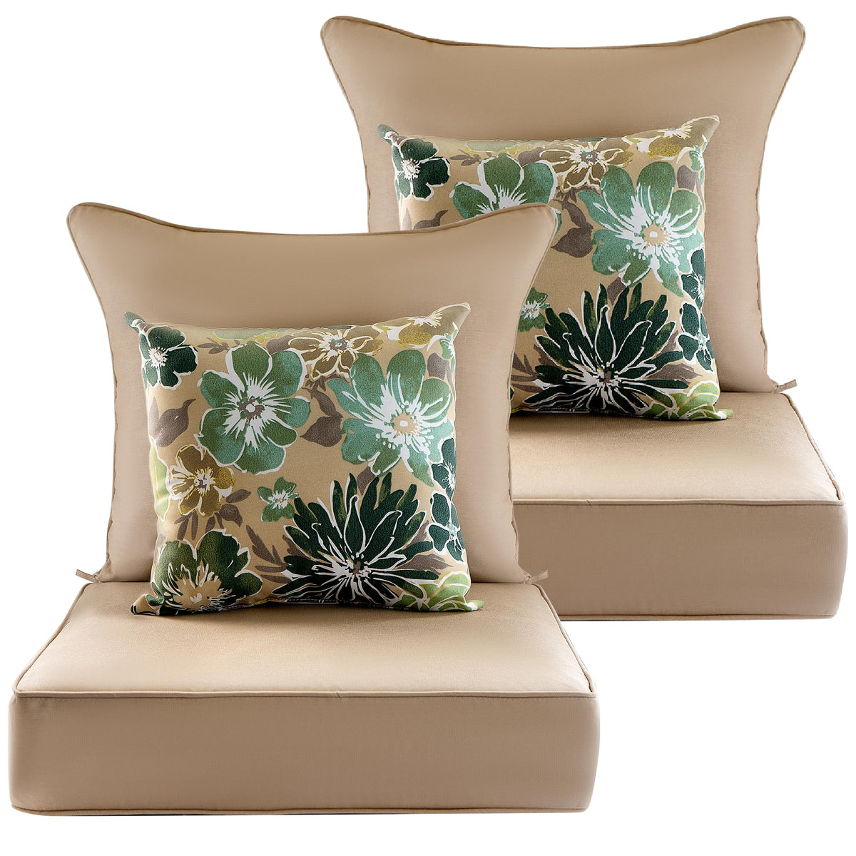 Zupoquk 24X24 Outdoor Cushions, Deep Seat Cushion Set, Olefin Fabric Patio Furniture Cushions, Bottom And Back Cushion For Chair