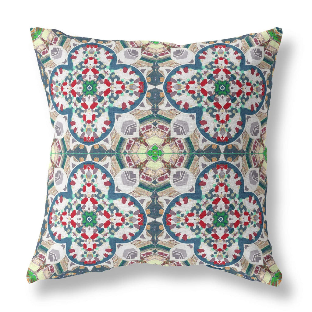 HomeRoots Green Red White Green White Cloverleaf Boho Suede Throw Pillow