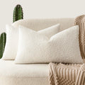 Foindtower Pack of 2 Textured Boucle Throw Pillow Covers Accent Solid Lumbar Pillow Cases Cozy Soft Decorative Couch Cushion Cas