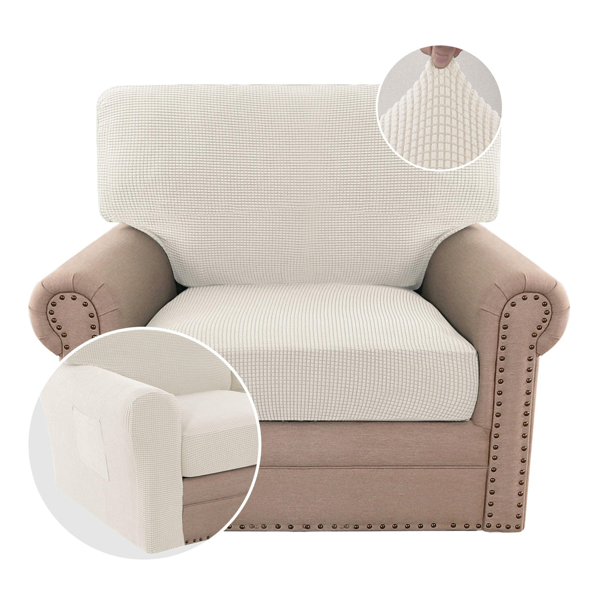 H.VERSAILTEX 2024 New Trend Multi-Pieces Chair Covers Stretch Couch Covers Form Fitted Seat and Back Cushions Covers (1 Seat Cov