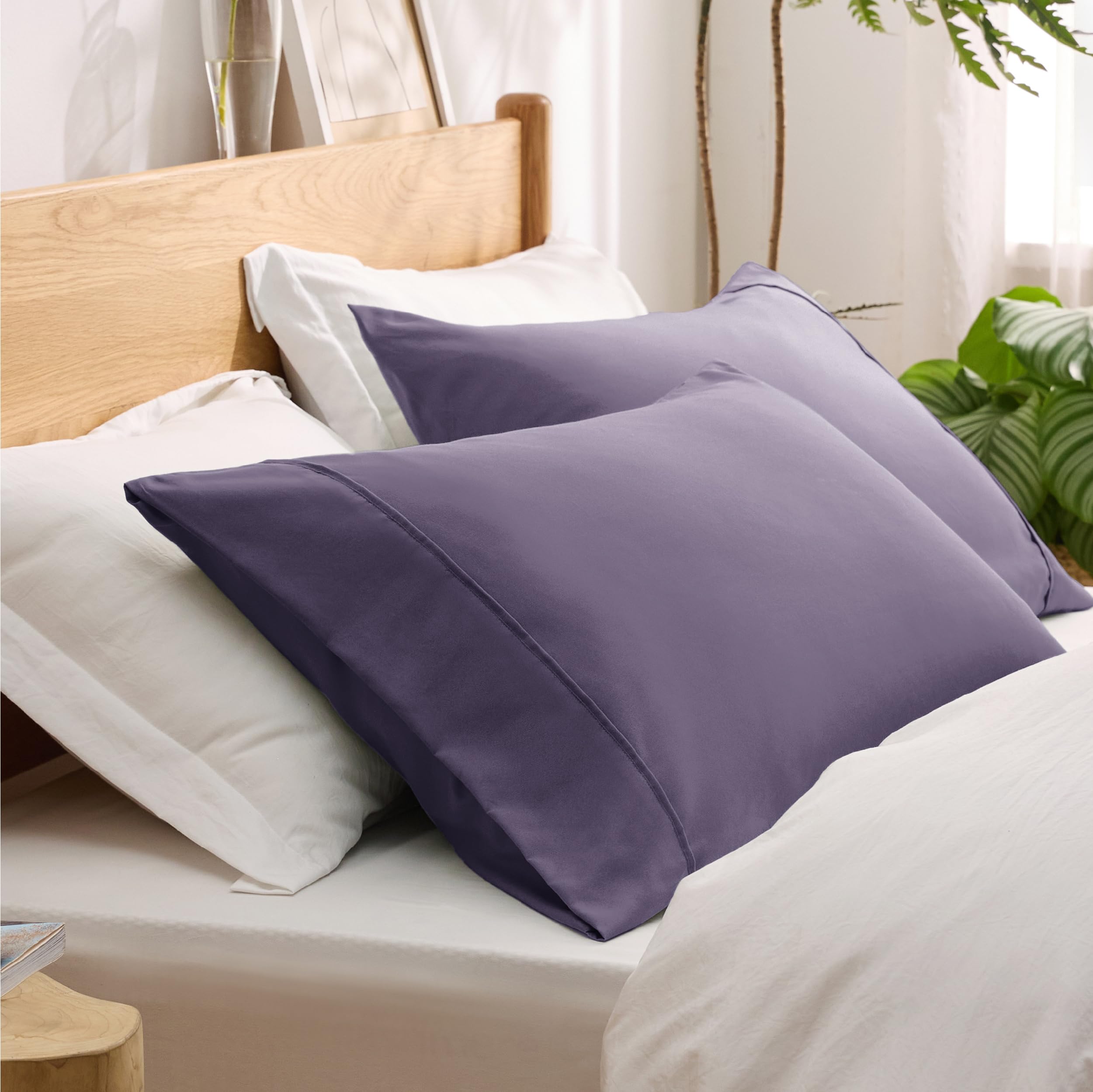 Bedsure Queen Pillow Cases Set Of 2 - Grayish Purple Polyester Microfiber Pillowcase 2 Pack, Super Soft And Cozy Pillowcase, Pillow Case Covers With Envelop Closure, 20X30 Inches