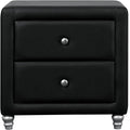 Upholstered 2 Drawer Nightstand, Black/ Black