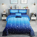 Rowadalo 5 Pieces Blue Gradient Glitter Sparkles Comforter Set Twin Size Galaxy Starry Sky Bedding Sets 5 Pcs Bed In A Bag For K