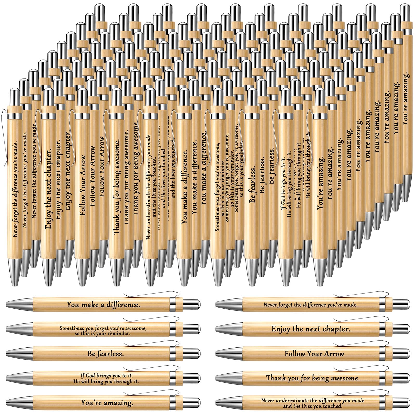 Teling 100 Pieces Motivational Pens Bulk Operation Inspirational Quotes Ballpoint Pens With Saying For Back To School Gifts Blac