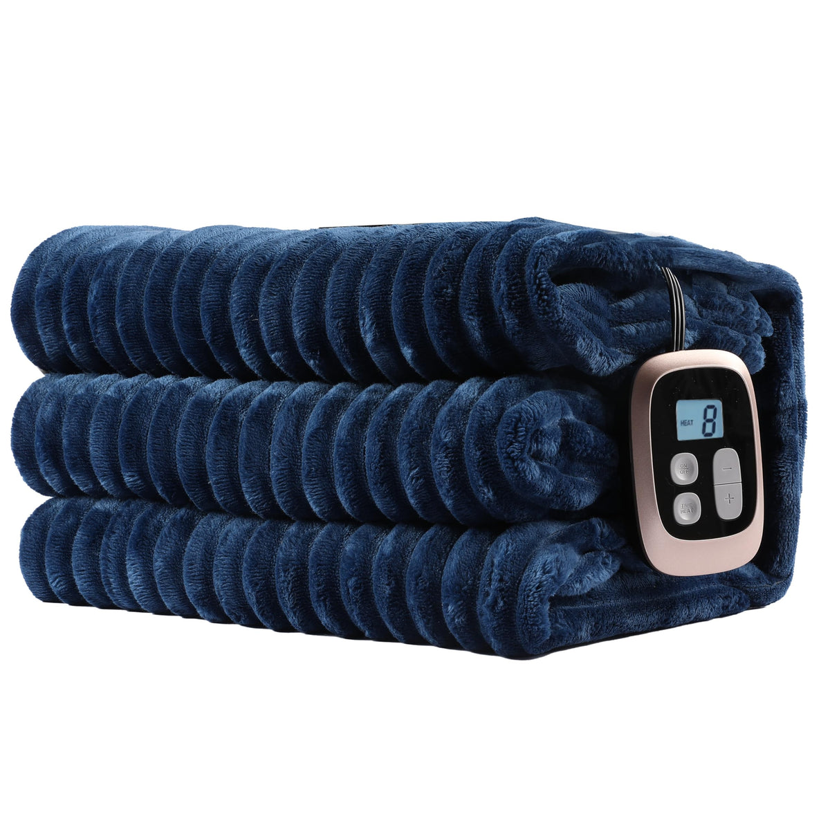 Electric Heated Blanket Full-Size 72X84 Inch - Ultra Soft Silky Flannel With Ribbed Texture, 10 Heating Levels And 12 Hours Auto