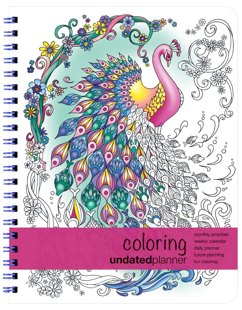 Action Publishing Undated Coloring Day Planner (8.5 X 11 Inches) Large - Weekly & Monthly Organizer, Appointment Schedule, Goals