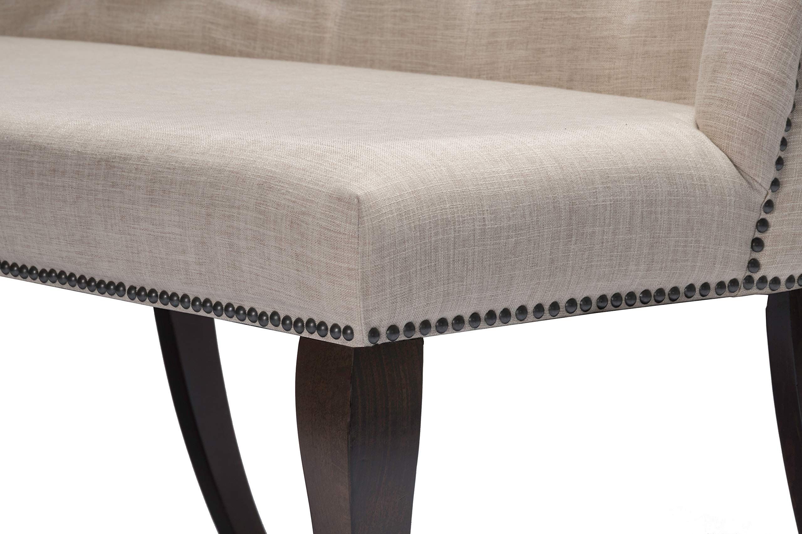 Best Quality Furniture Beige Linen Fabric Upholstered Dining Bench, Cappuccino