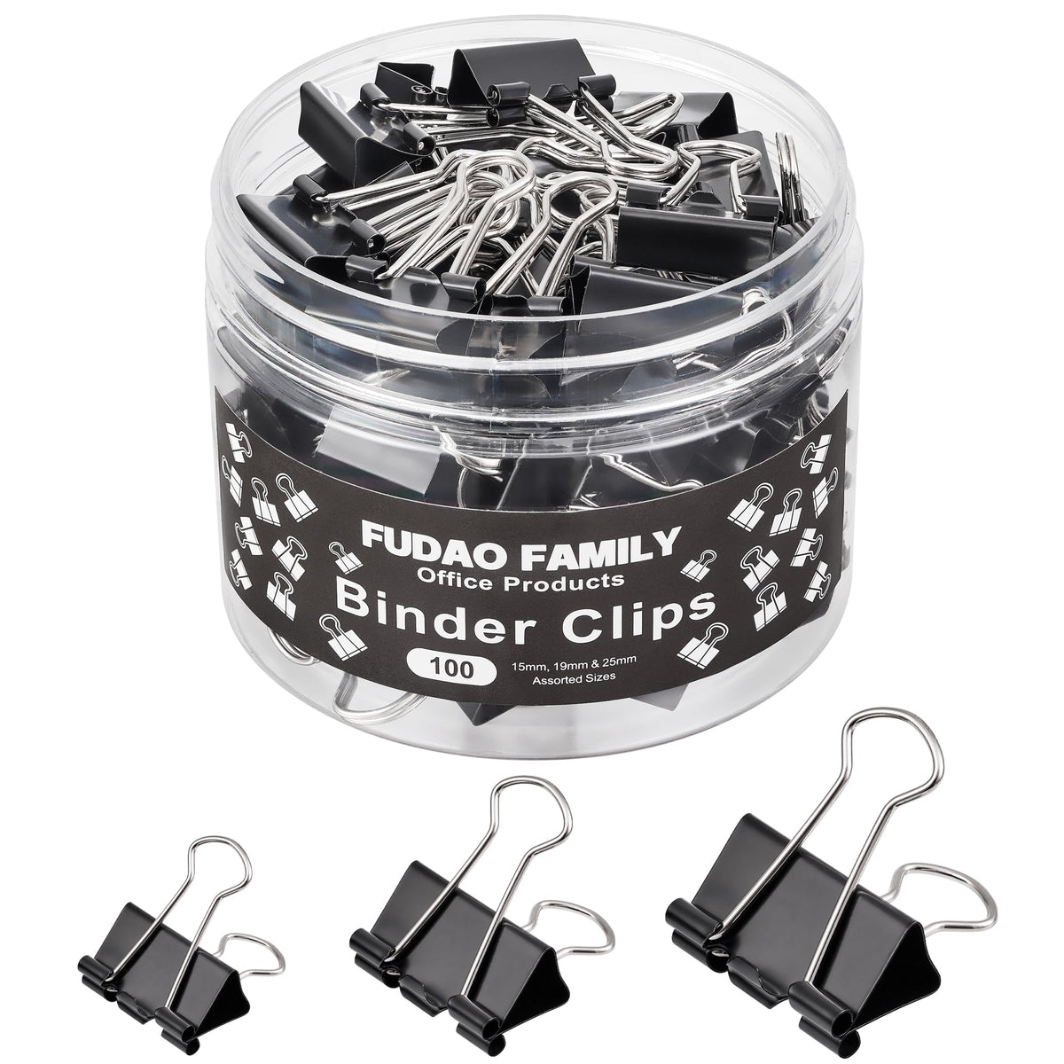 100Pcs Binder Clips Assorted Sizes, Black Paper Clamps, Medium, Small, Mini 3 Sizes With Box For Office, School And Home