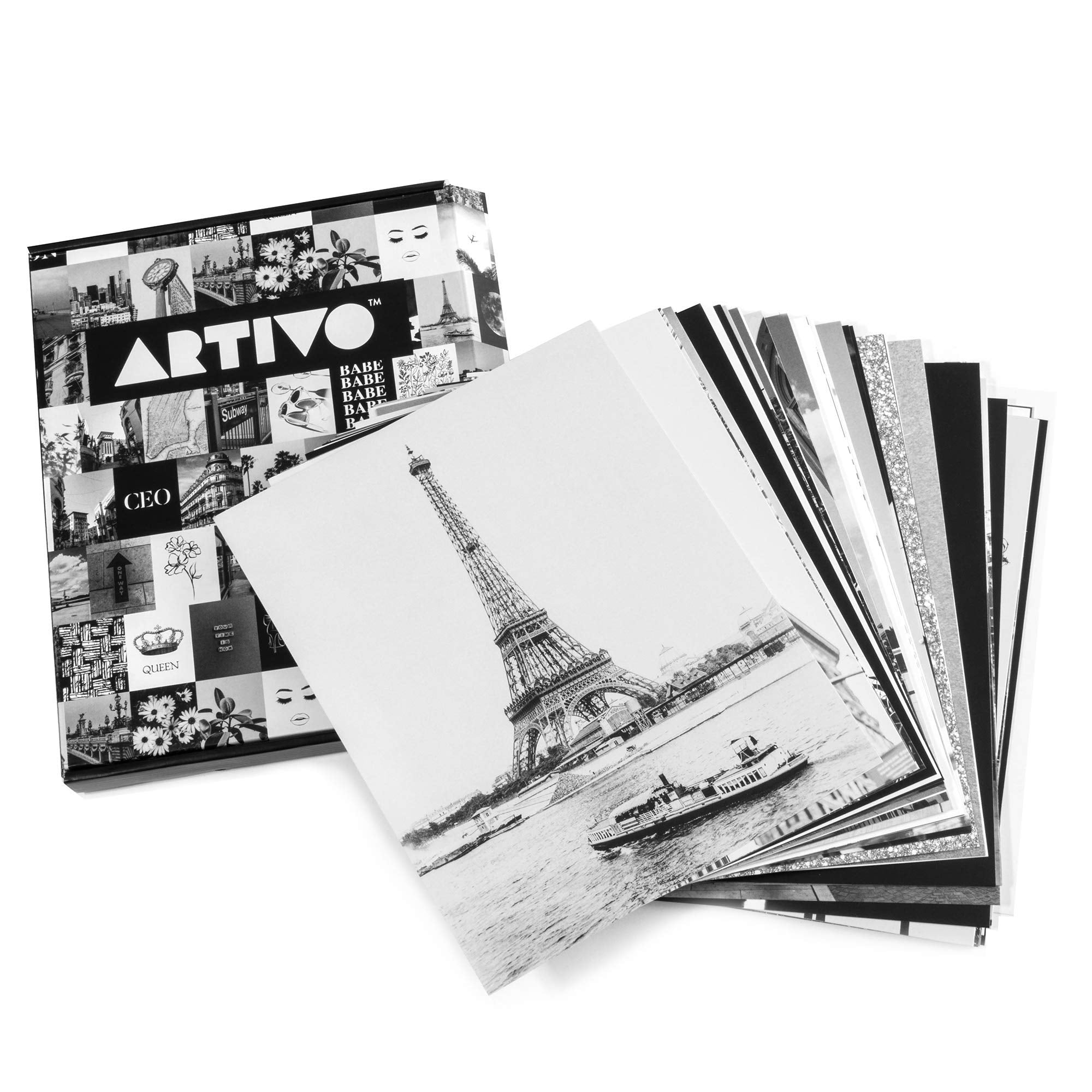 Black White Wall Collage Kit Aesthetic Pictures 50 set 8x10 inches, City Chic Wall Decor for Teen Girls, Wall Art Prints, Colleg